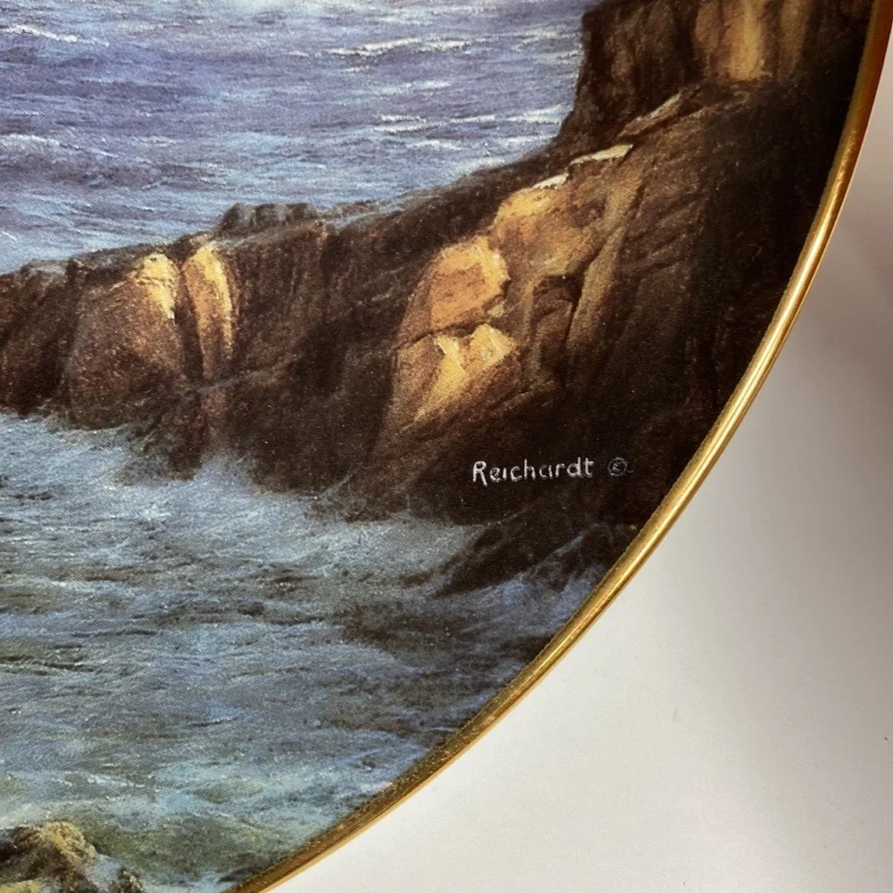Vigilant Guardian Collector Plate By Rudi Reichardt With Lighthouse & Eagles 8